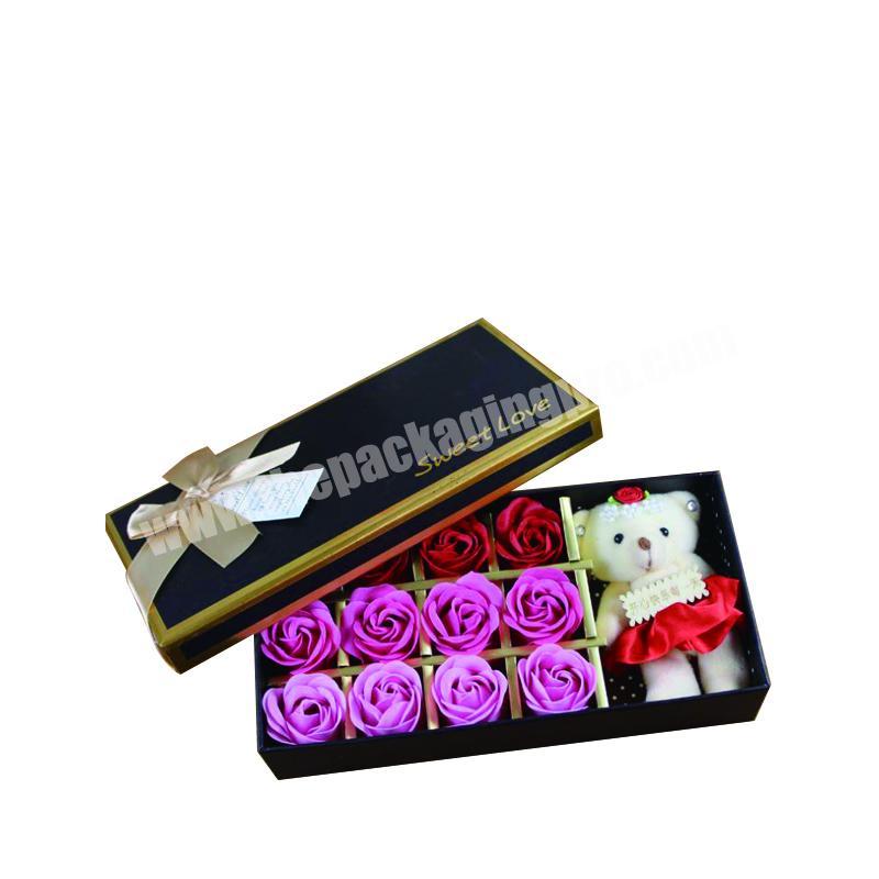 Customized chocolate box black rose soap flower gift box