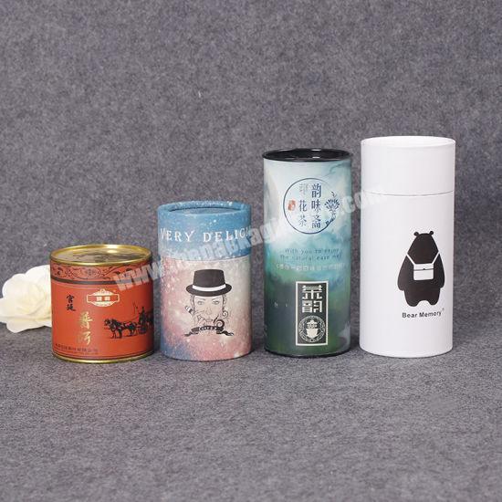Customized Cylinder Round Tea Packaging Paper Box Several Size With Rolled Edge