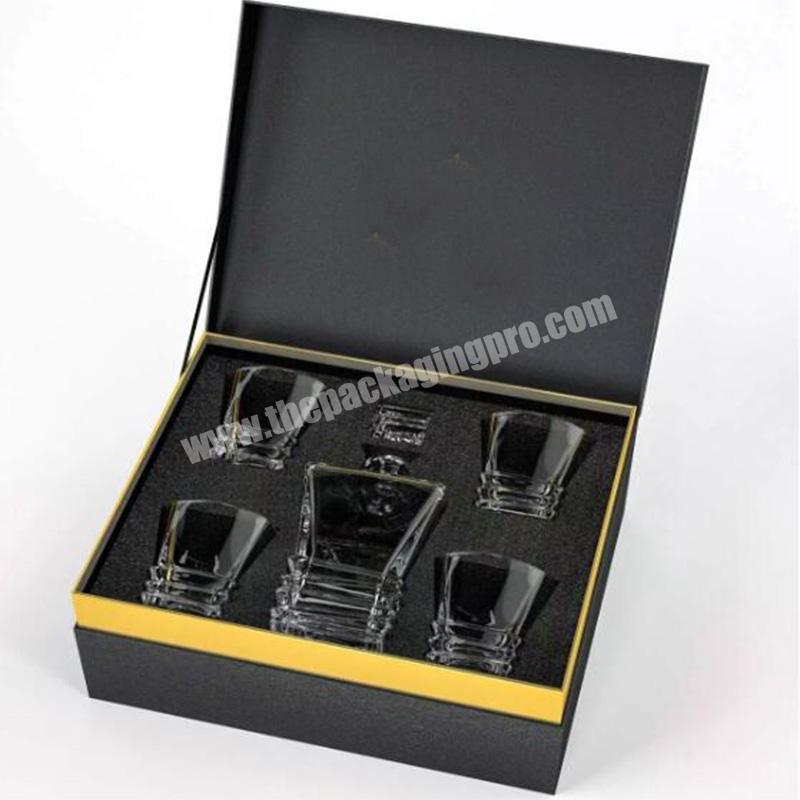 Customized Design Printing Handmade Crystal Whiskey Stones Decanter Glasses Gift Set Packaging Boxes