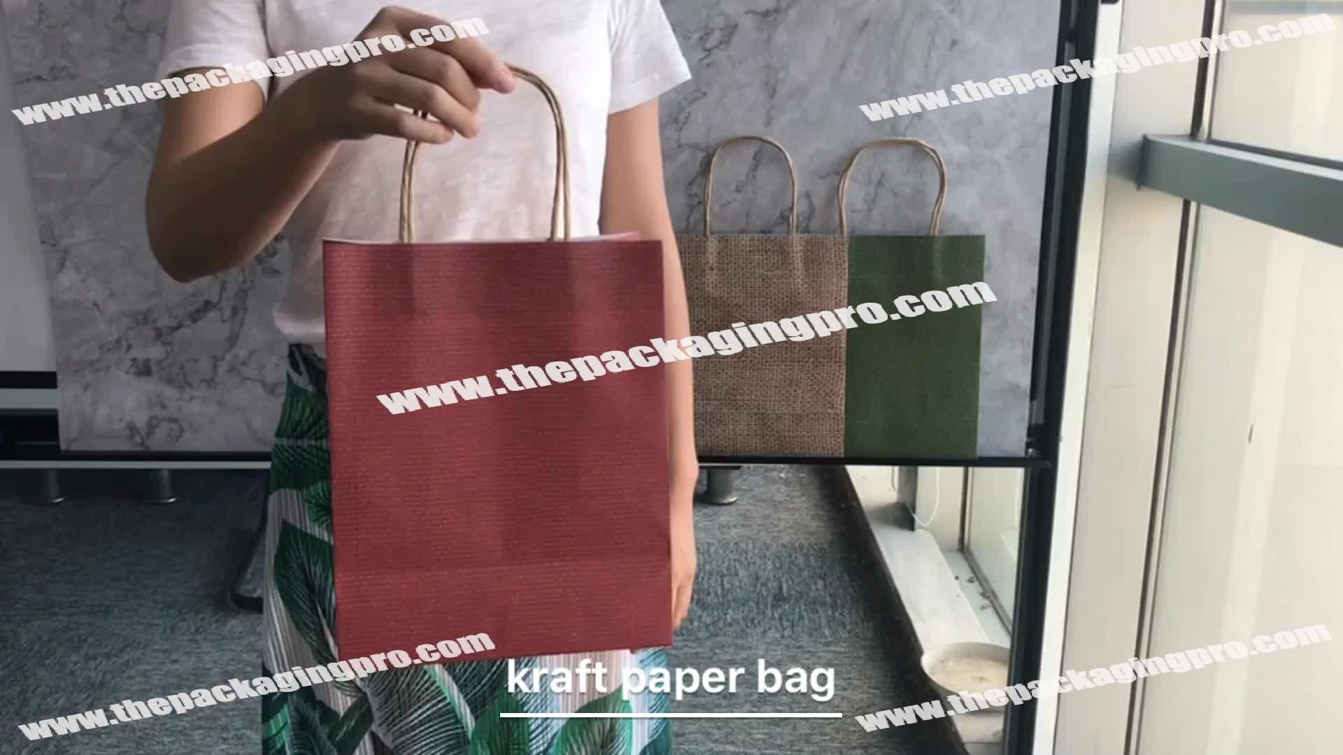 Customized  Design Recyclable Kraft Paper Bag With Twisted Handle