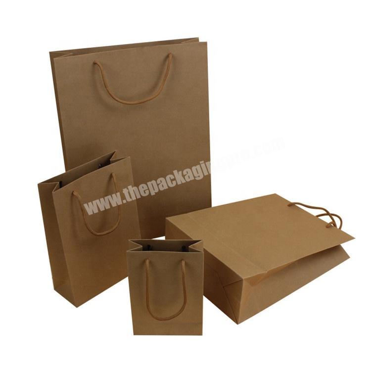 Customized design shopping gift printed kraft paper bag with cotton handle