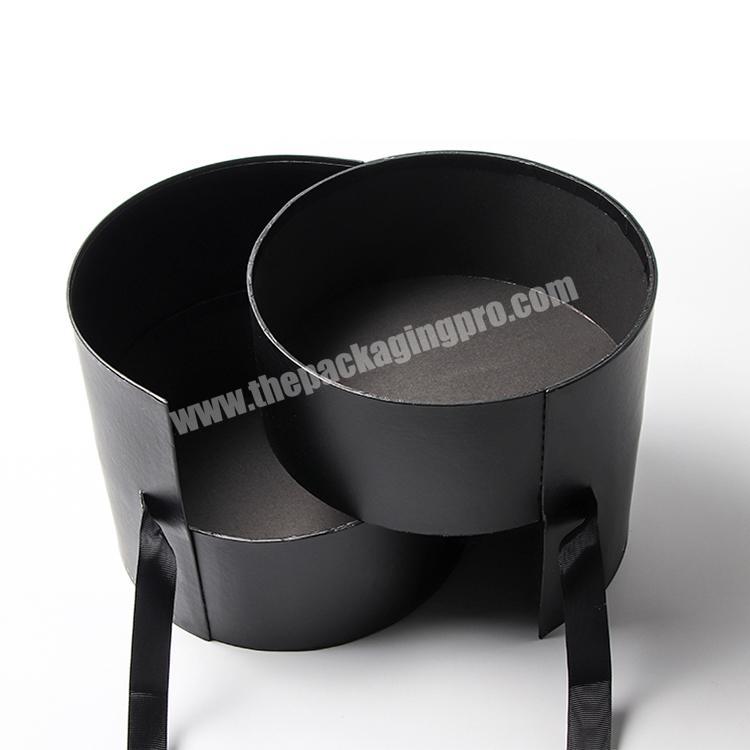 Customized Double Layer Gift Round Flower Box with Transparent PVC Lid