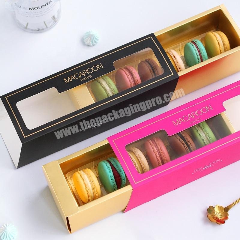 Customized  Full color Printing Wedding Favor Macarons Packaging Boxes With Clear Window