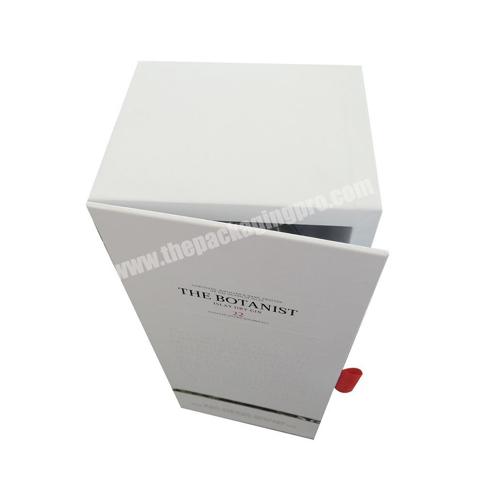 Customized high-grade paper rectangular white wine gift box China sales