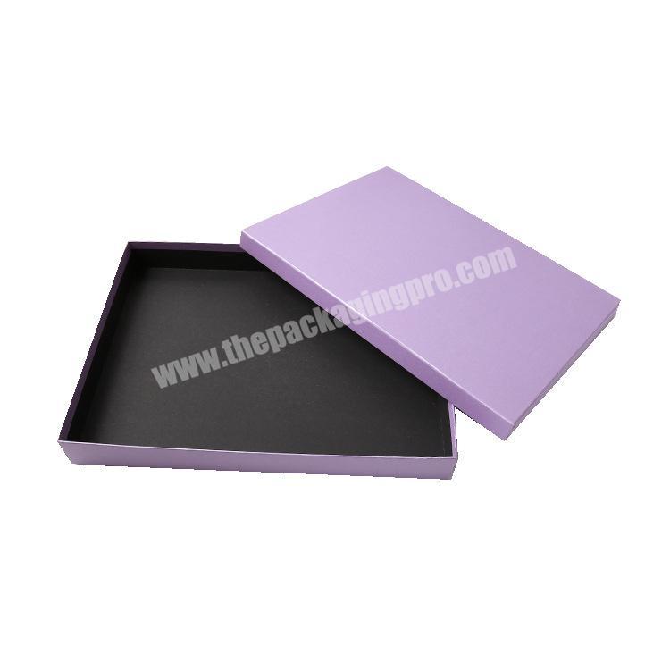 Customized high quality matte purple paper printed clothes gift packaging box