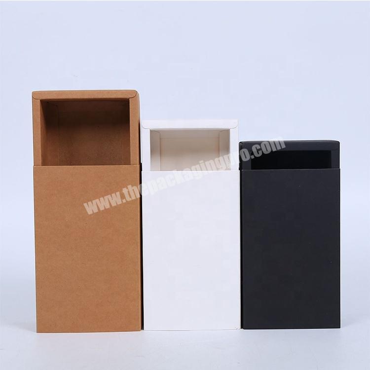 customized kraft paper designer luxury sliding mobile phone case drawer gift box packaging with window
