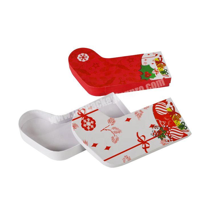 Customized LOGO Cardboard Christmas Gift Sock Shape Paper Packaging Box