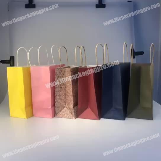 Customized Logo Design Recyclable Kraft Paper Bag With Twisted Handle