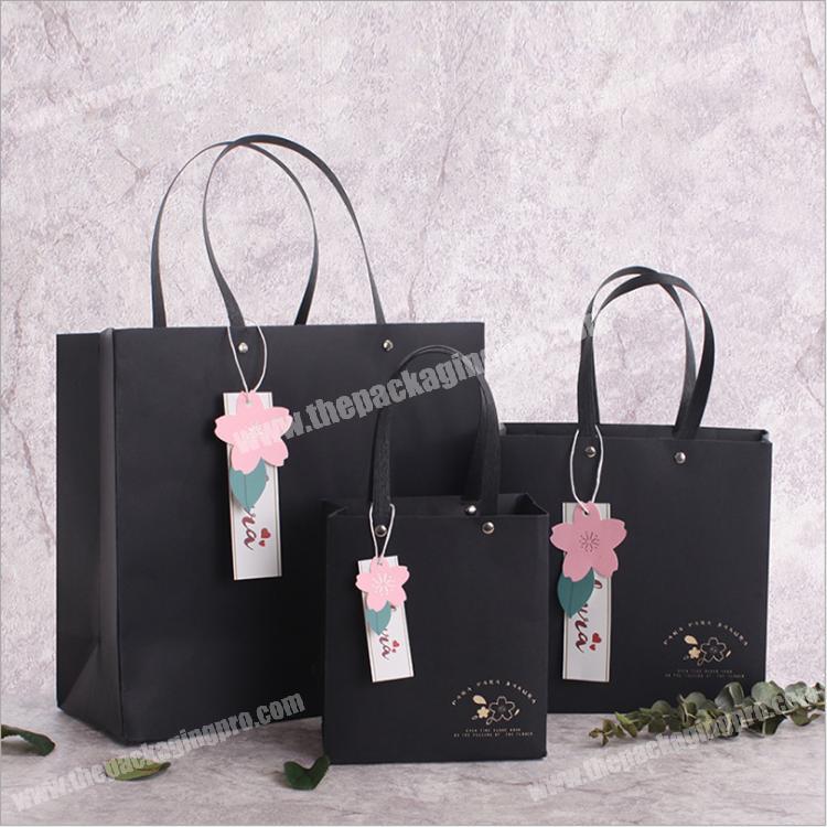 customized logo hot stamping black small paper gift bag