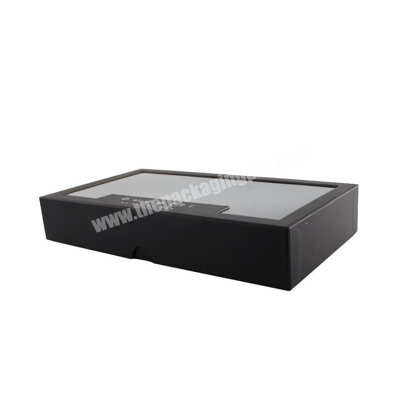 Customized Logo Luxury Matt Lamination PVC Window China Supplier Black Cardboard Gift Paper Boxes