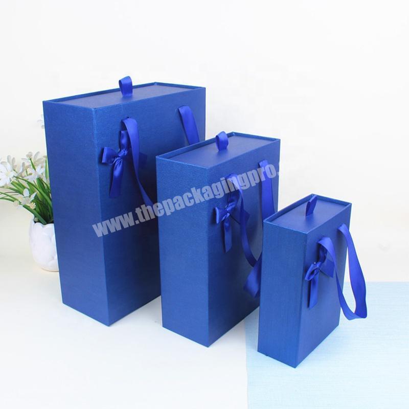 Customized Logo Navy Blue Paper Drawer Wallet Belt Box Packaging Business Gift Box For Men
