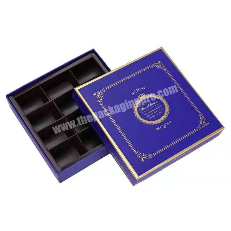 Customized logo print gift boxes with blue cardboard baby chocolate packaging