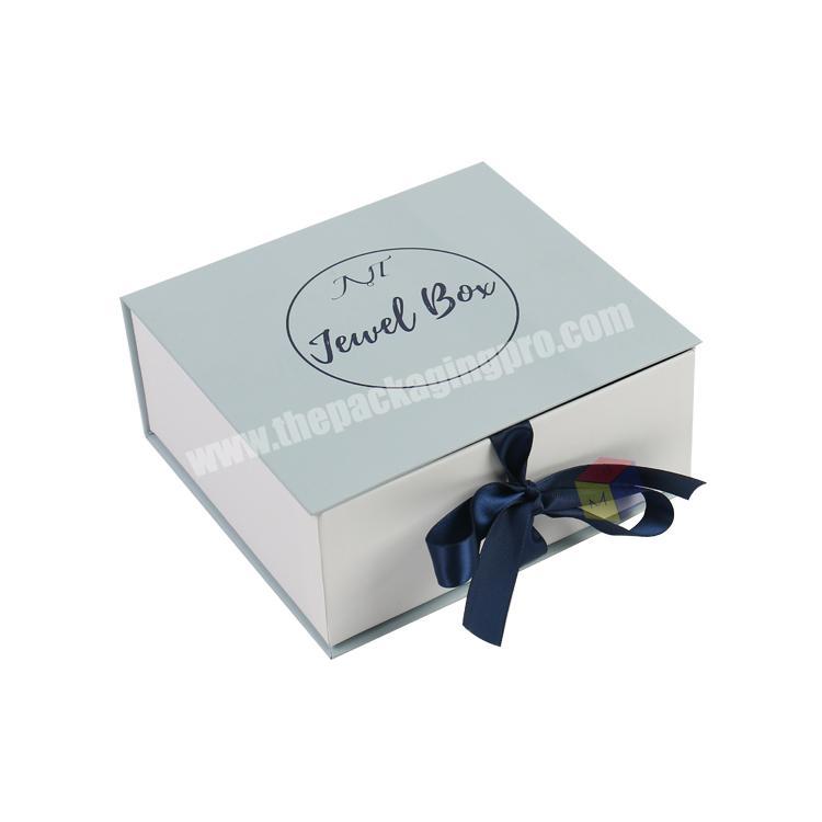 customized logo printed rigid gift box with ribbon closure
