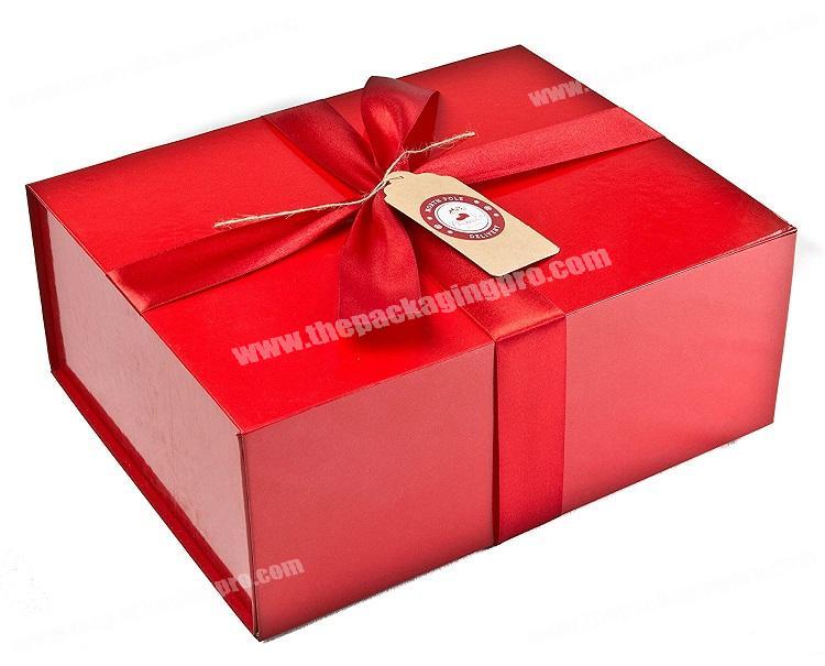 Customized Logo Printing High Quality Cardboard Flip Top Ribbon Magnetic Closure Business Gift Box