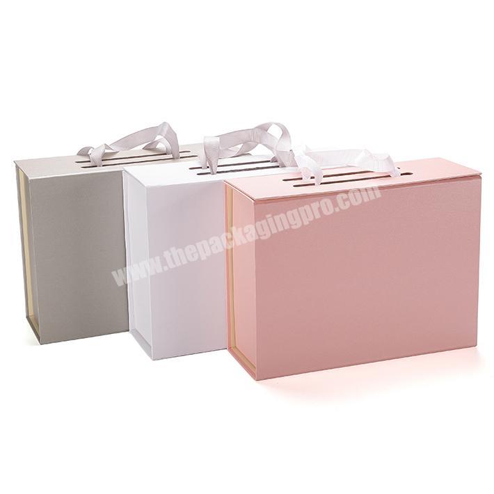 customized logo printing light pink folding gift box