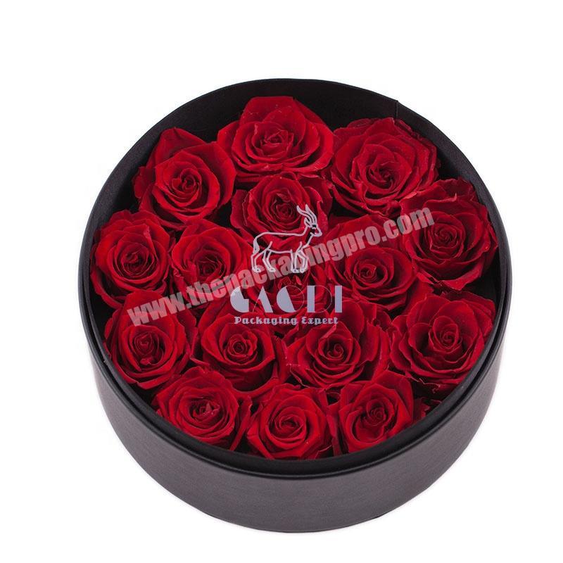 Customized Logo Printing Round Shaped Velvet Flower Box