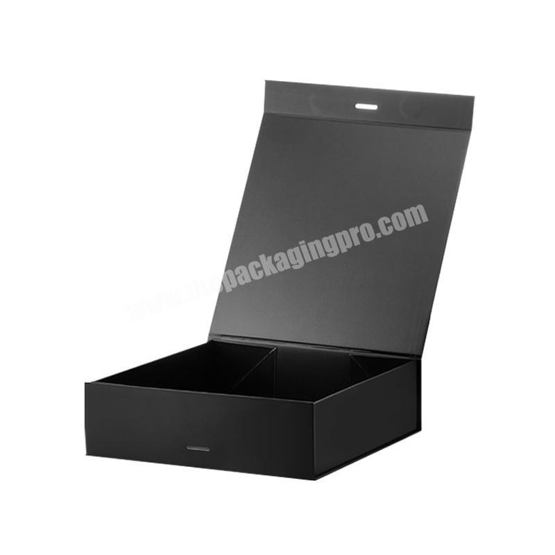 Customized logo rigid black collapsible retail magnetic box for gift packing