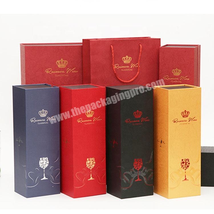 Customized Luxury Magnetic Red Wine Champagne Bottle Wine Paper Cardboard Packaging Box with Satin Lining