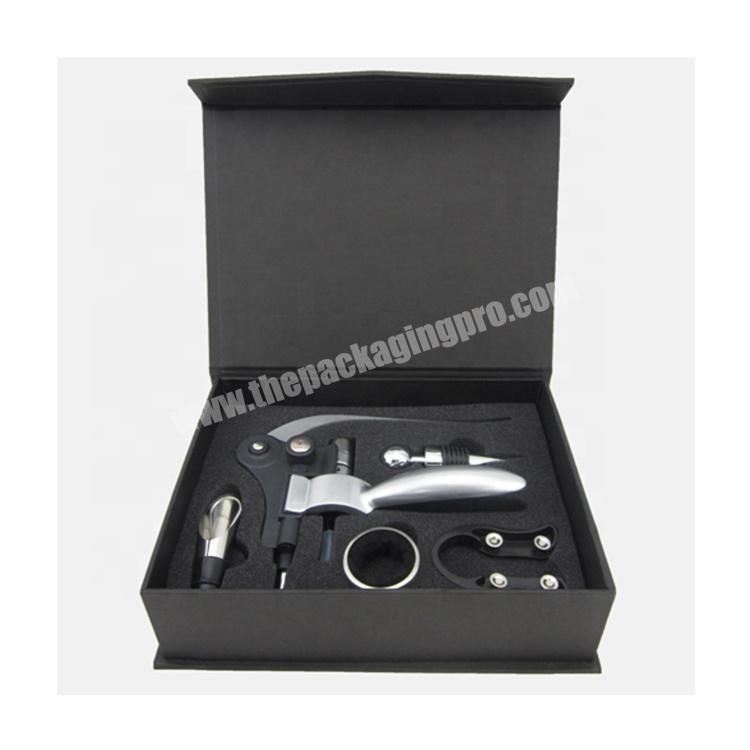 Customized Luxury Paper Cardboard Packaging Magnet Corkscrew Set Gift Box With Foam Insert