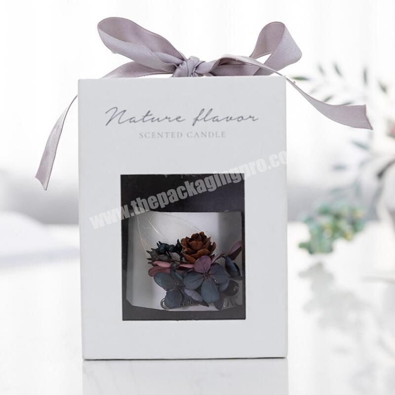 Customized Make Cup Mug Candle Wine Glasses Diagonal Packing Ribbon Gift Box With Window