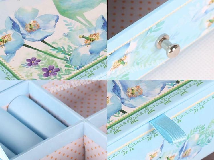 Customized many desktop decoration packaging paper box with mirror received box drawer cosmetics, jewelry boxes