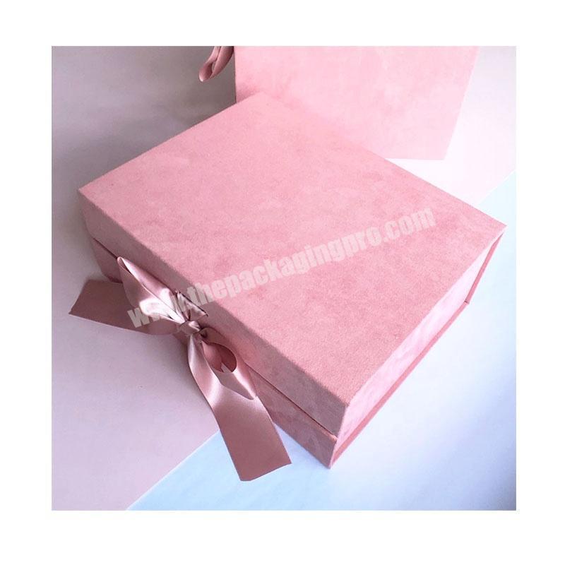 Customized New Design Velvet Surface Rigid Cardboard Pink Skincare Packaging Box For Beauty Products