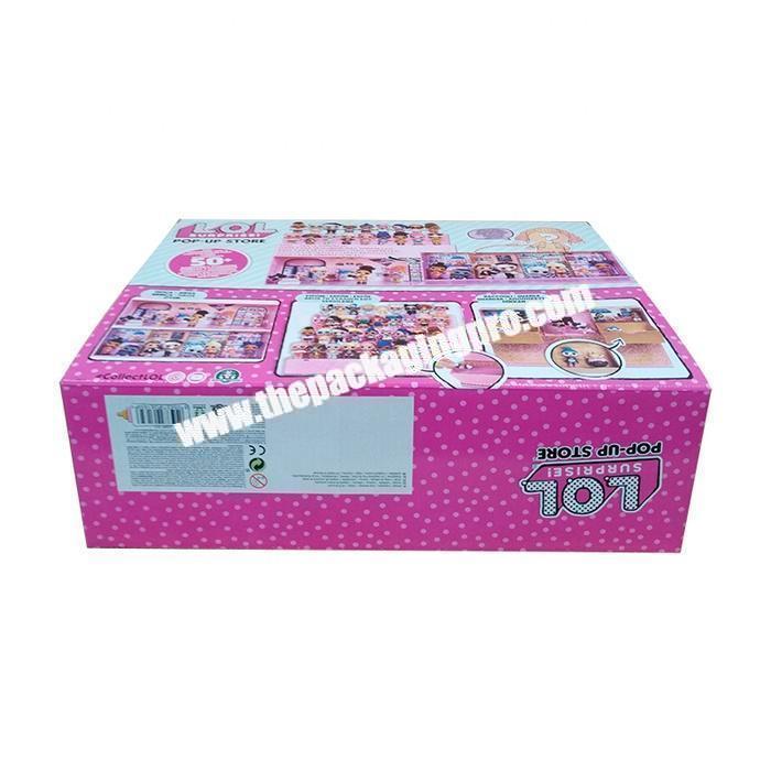 Customized paper corrugated display baby doll packaging box with pvc window
