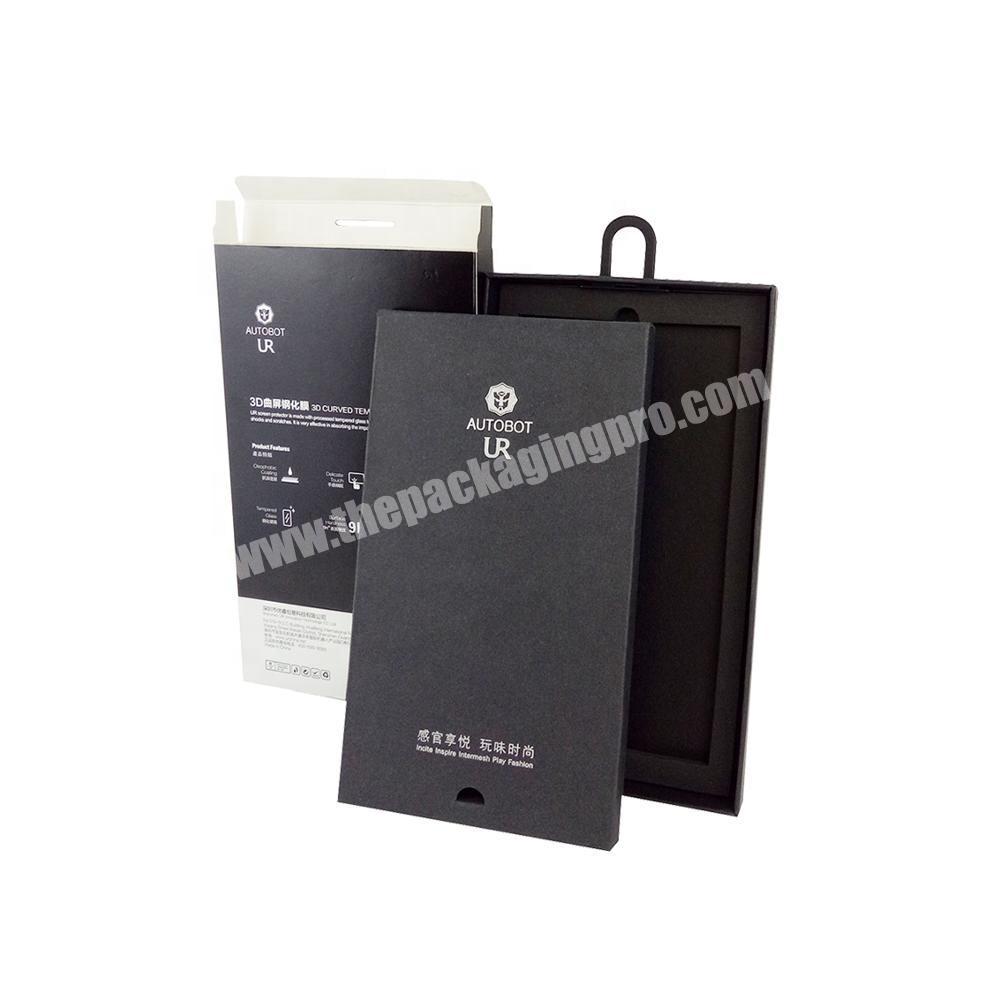 Customized phone protect glass packaging card box with hanging hook