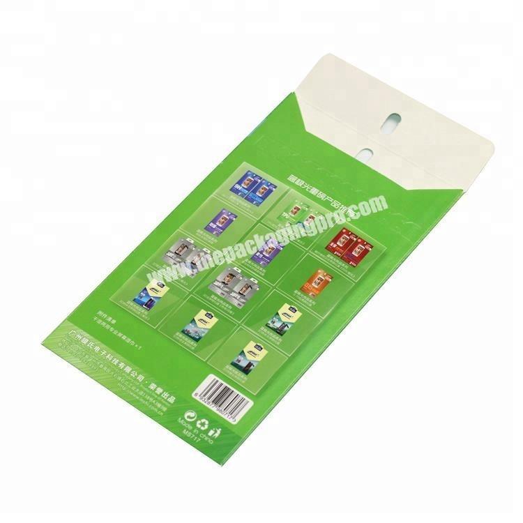 Customized phone screen protector green paper packing tempered glass package