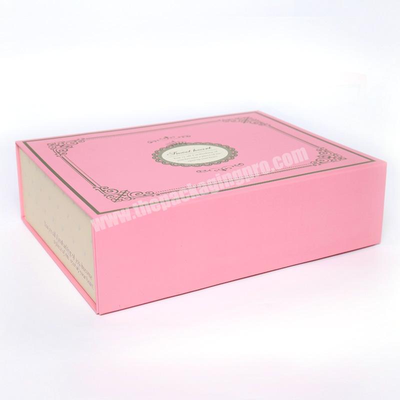 Customized pink book paper magnet closure gift box