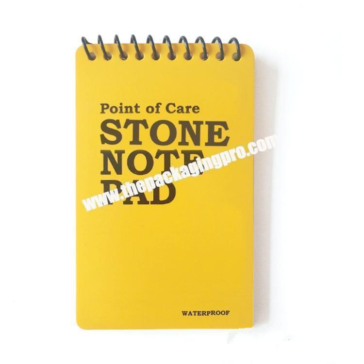 Customized PP PVC Transparent Cover Spiral Ring Binding Stone Paper Waterproof Notebook Notepad Printing PU Leather Notes Field