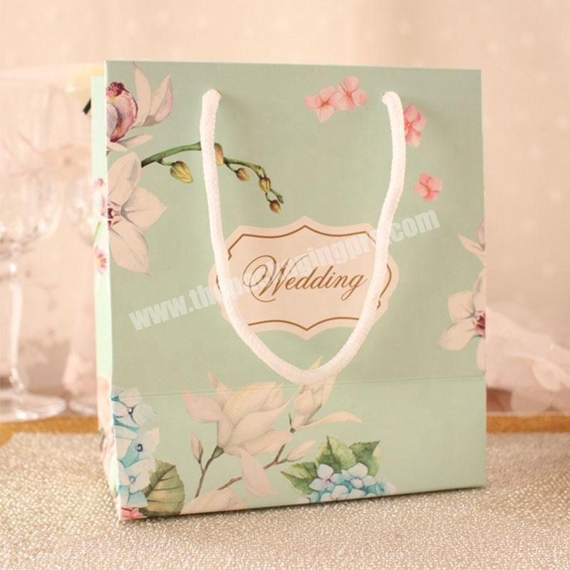 Customized Premium Pink High Quality Chromatic Wedding Return Gift Bag Present Packaging Paper Bag With Handle