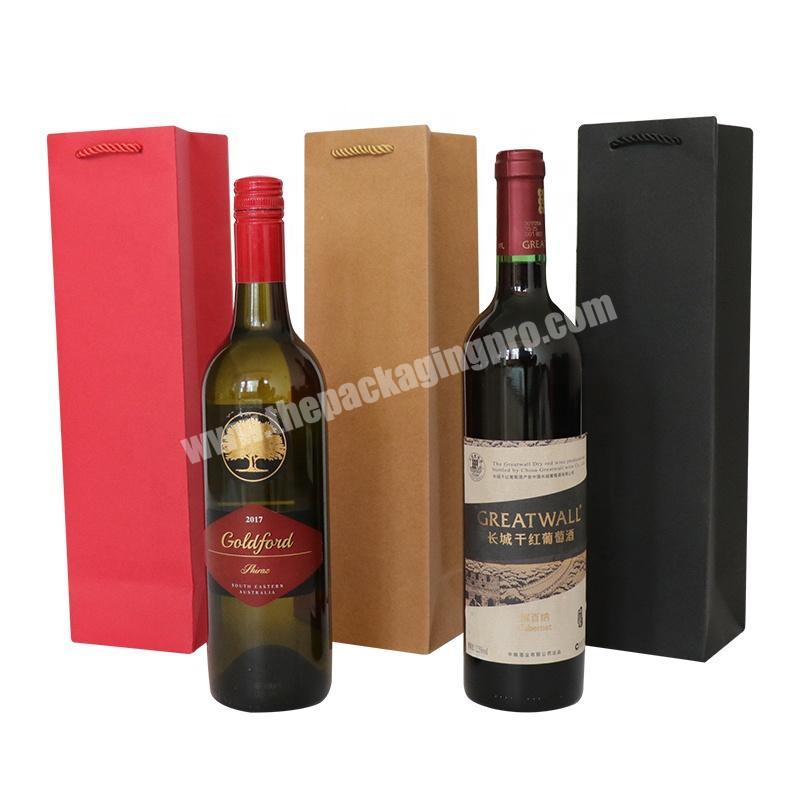 Customized Printed High Quality Brown  Kraft Paper Christmas Wine Paper Bag For Wine Bottle