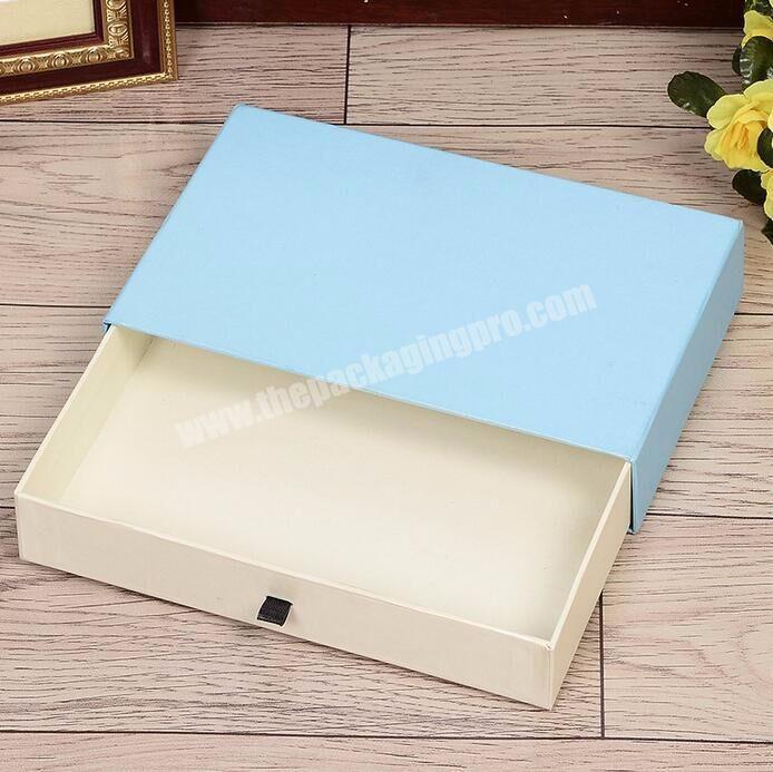 Customized Printed Logo Drawer Style Box With Ribbon