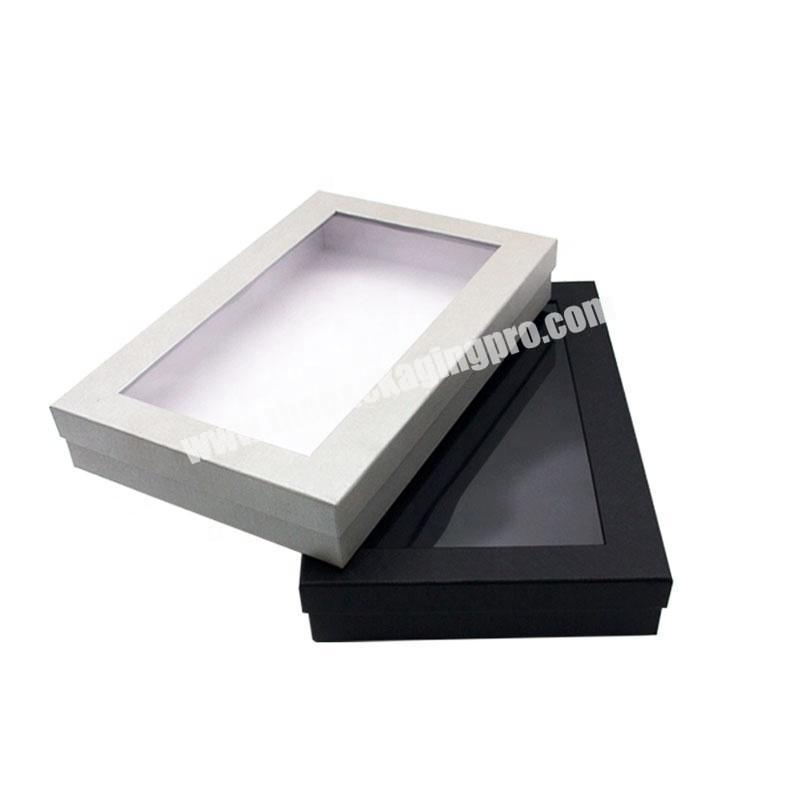 Customized Printed Luxury Lid And Base Rigid Cardboard Gift Packaging Paper Box With Clear Window