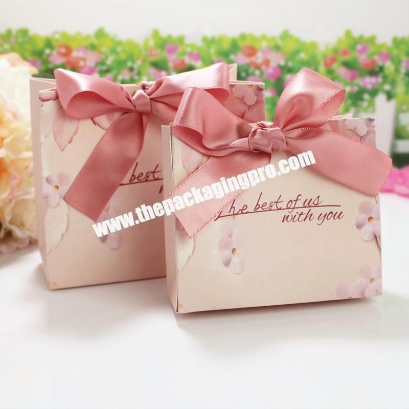 Customized Printed Promotional paper gift box with bow