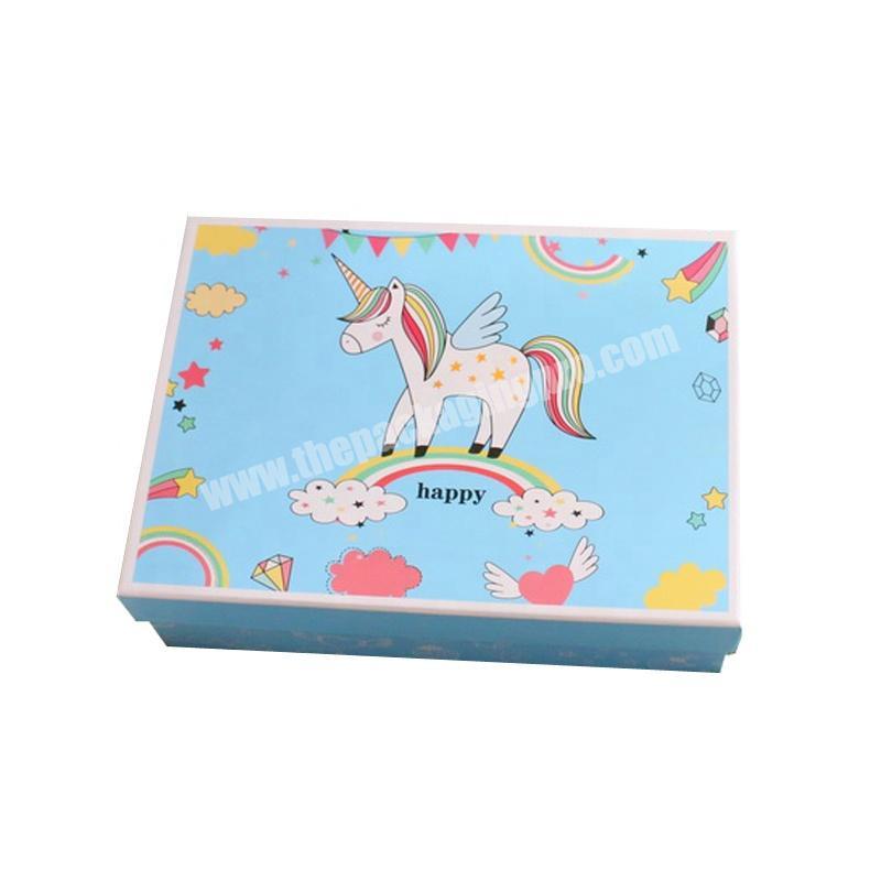 Customized Rectangular Shape Unicorn Cartoon Design Children Gift Packaging Box