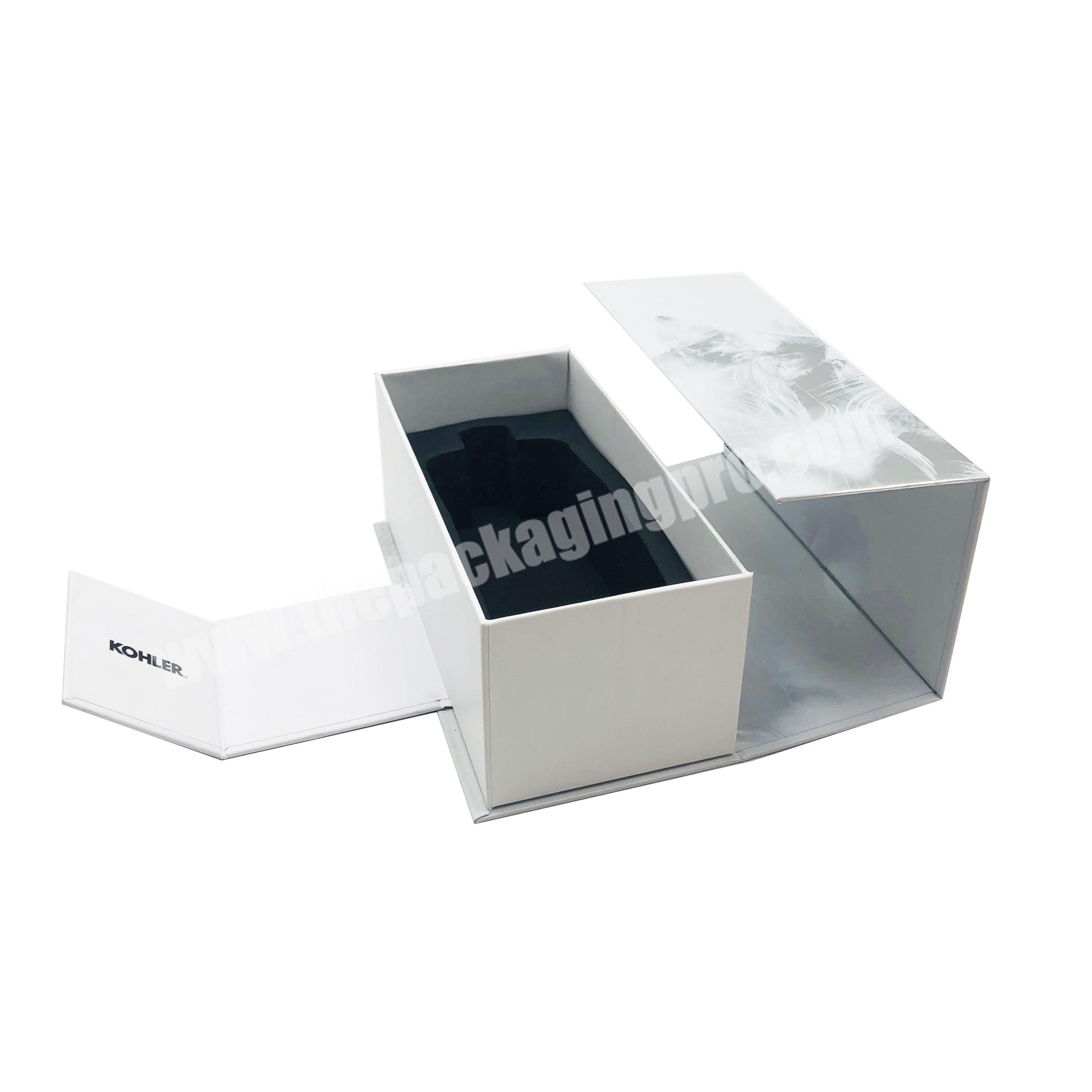 Customized rigid cardboard magnetic gift box with tray for electronic packaging