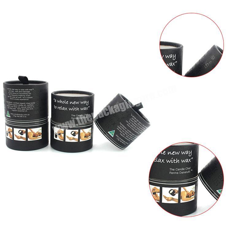Customized round candle gift box luxury custom printed black cylinder packaging box