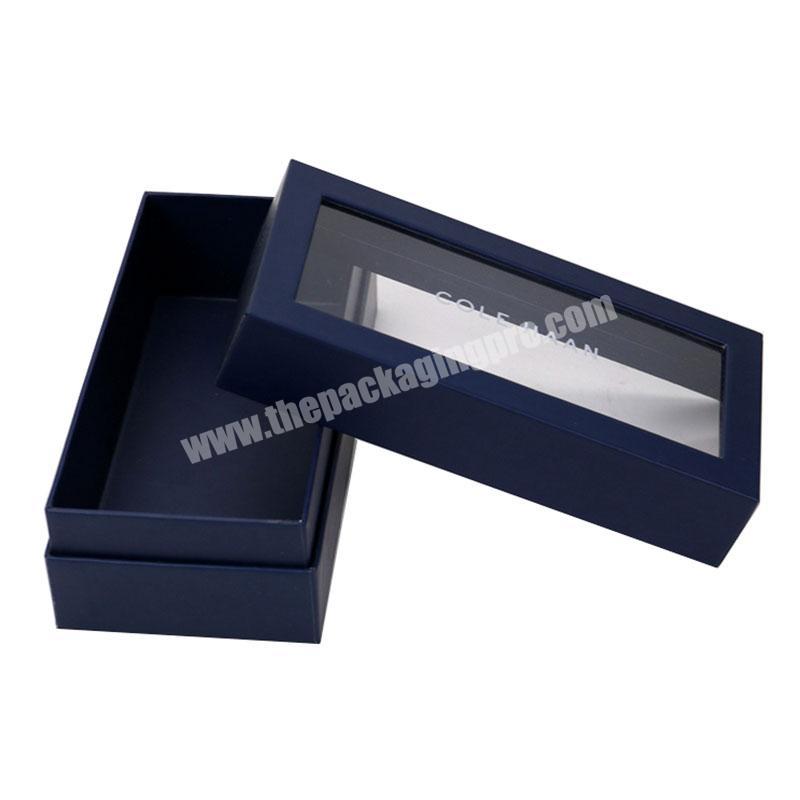 Customized size fashion top and base gift box with clear PVC window ,lid and base color box