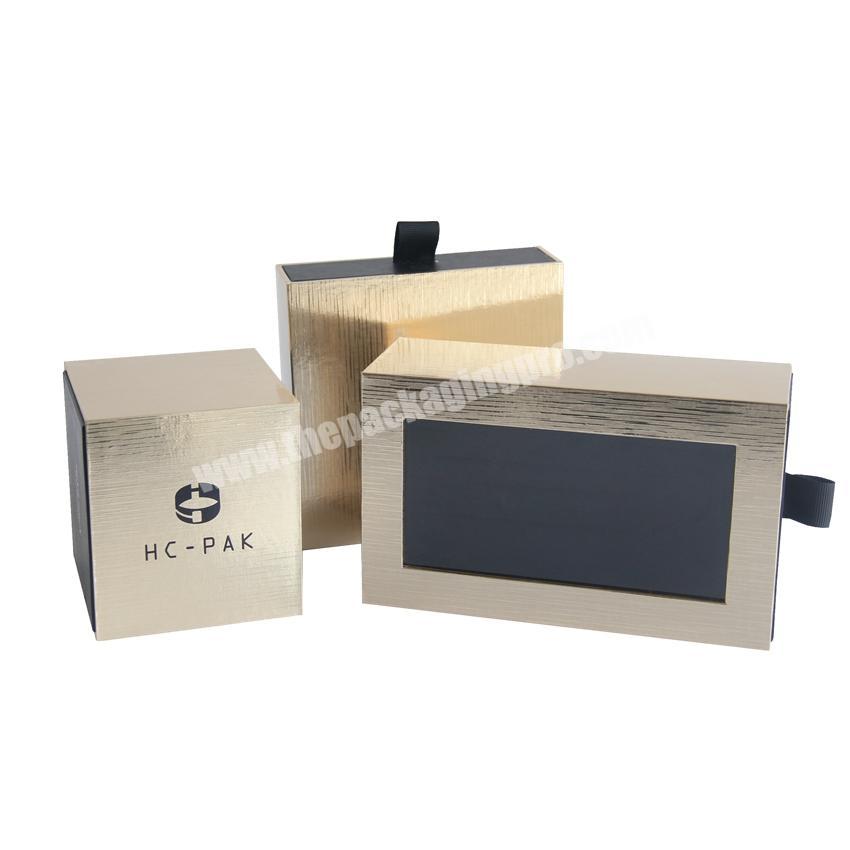 Customized slide drawer cardboard gift box with clear top