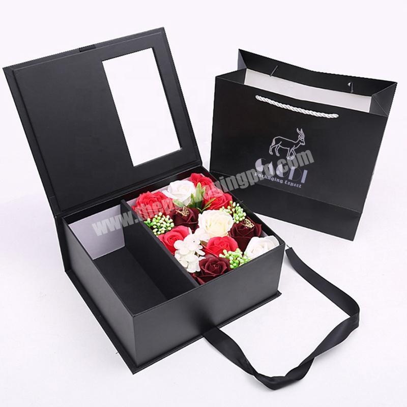 Customized Square Cardboard Box With Pvc Transparent Lid For Flower Packaging