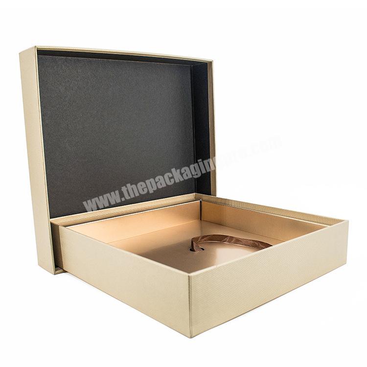 Customized square cardboard fancy paper lid and base tea packaging box with ribbon