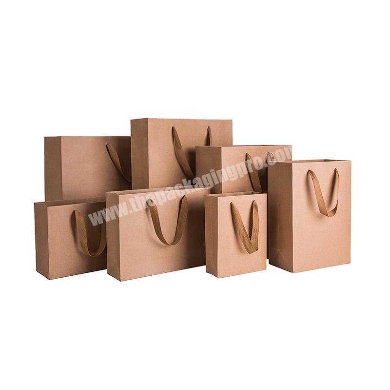 Customized Thick Brown Kraft Paper Shopping Bag Black Gift Clothes Packaging Craft Bags With Handle