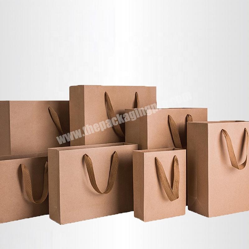 Customized Thick Brown Kraft Paper Shopping Bag Black Gift Clothes