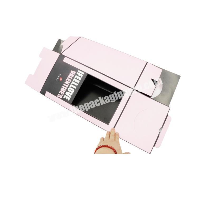 Customized tuck end box printing pink with foldable corrugated paper packaging gift box