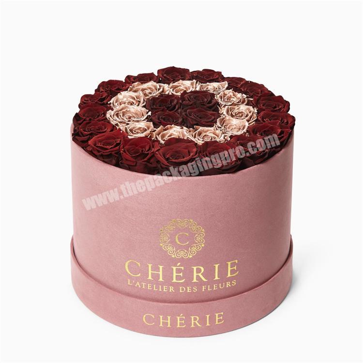 Customized Valentine Round Paper Carton Hat Cylinder Luxury Rose Small Flower Gift Box