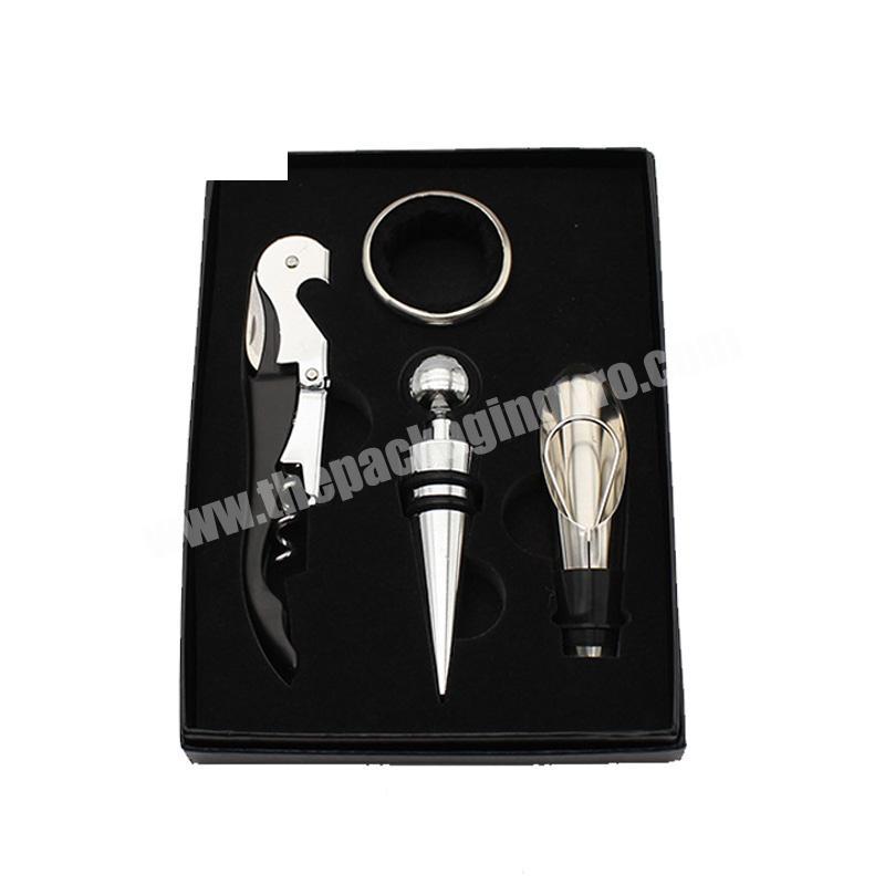 Customized wholesale cheap square box cardboard wine opener set gift corkscrew for wine accesory