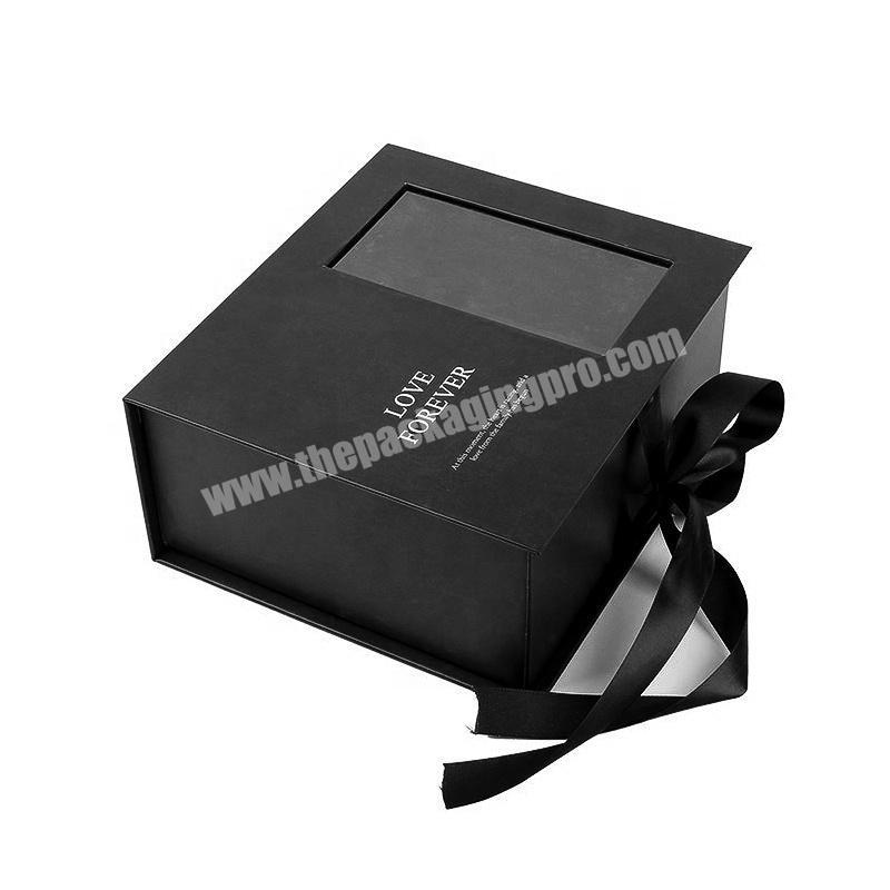Customizing Black Color Paper Packaging Box Skincare Display Boxes With Clear PVC Window
