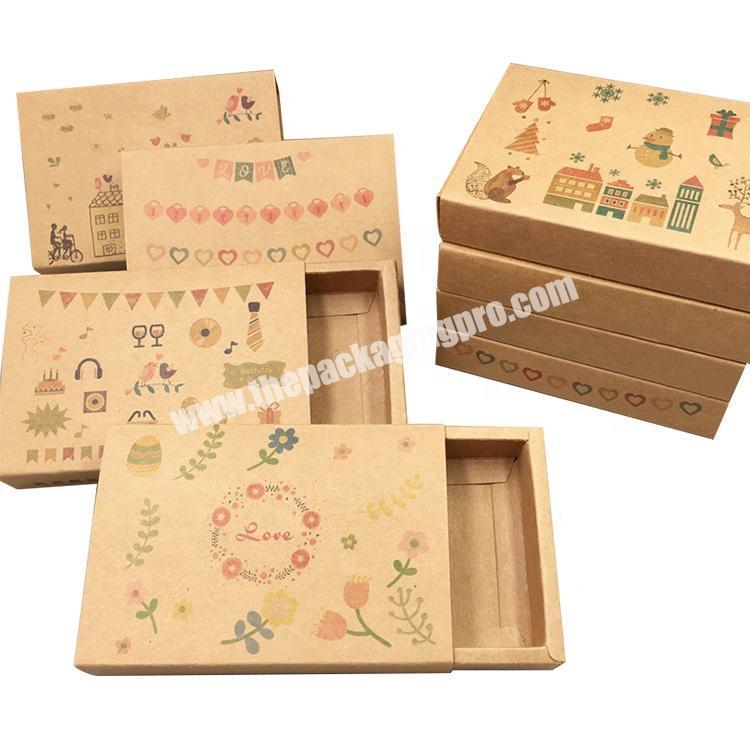 Cute Candy Box Packaging Eco Friendly Kraft Paper Drawer Box Fortune Cookie Box For Kids Birthday Party